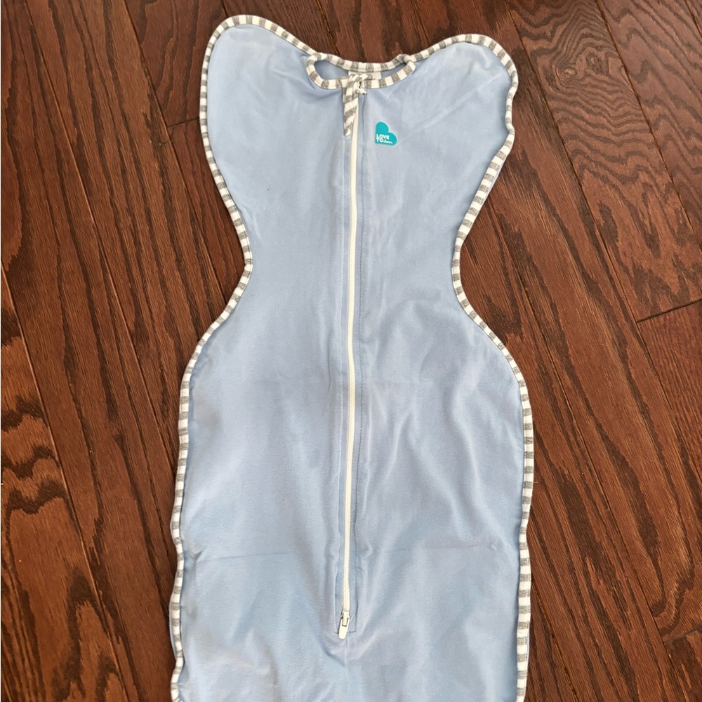 Love to Dream Blue Swaddle with Striped Edging